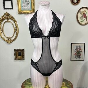 Victoria's Secret Black Lace Cut-Out Teddy – Gold Tag Shipment Vintage Y2K Sz M